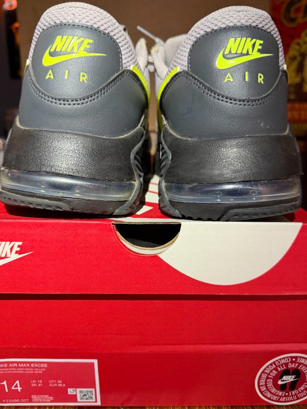 Nike Air Max Excee Atmosphere Grey Neon Yellow Men’s Size 14 - Picture 5 of 8